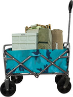 Steel Yard Cart, Garden Wagon with Adjustable Handles, Wheels, Foldable Wagon, Heavy Duty Folding Utility Garden Cart for Garden Farm Orchard Warehouse navy blue