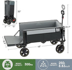 TIMBER RIDGE 49" Extra Long Collapsible Folding Wagon with Tailgate and Brakes, 250L Capacity All-Terrain Wagon Carts Foldable, 300lbs Portable Cart for Dog, Garden, Outdoor Camping Sports, Grey
