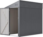 4x7 FT Lean-to Metal Storage Shed with Single Lockable Side Door, Sloping Roof Galvanized Steel Outdoor Tool Shed for Garden, Patio & Backyard Storage