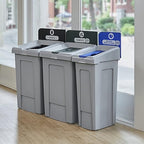 Stager Direct, 33 Gallon Mixed Recycling Station with Lid, Recycle Bin, Exterior Trash Can, Recycling Station Kit, Heavy Duty Premium Plastic, Perfect for Kitchen, Office, Garden, Garage, (N.4)