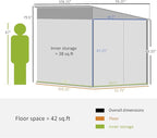 Outsunny 4.6' x 9' Steel Outdoor Storage Shed, Lean to Shed, Metal Tool House with Foundation Kit, Lockable Doors, Gloves and 2 Air Vents for Backyard, Patio, Lawn, White