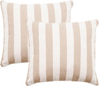 2 Pack Outdoor Throw Pillows 26x26 Inch Decorative Pillow Cushions with Insert for Patio Garden Porch, Khaki Stripe