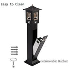 120cm Standing Waste Containers Trash Cans, Rubbish Bin Indoor Outdoor Stainless Steel Vertical Freestand Trash Bin with Key,Pub Hotel Restaurant Garden Standing Bin (A)