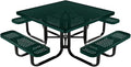 COATEDOUTDOORFURNITURE Heavy-Duty Portable Outdoor Kids Table with Umbrella Hole, Punched Steel Kids Picnic Table, Commercial-Grade, Made in America (46 in, Square, Childrens, Textured Dark Green)