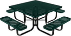COATEDOUTDOORFURNITURE Heavy-Duty Portable Outdoor Kids Table with Umbrella Hole, Punched Steel Kids Picnic Table, Commercial-Grade, Made in America (46 in, Square, Childrens, Dark Green)