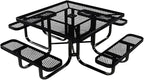 COATEDOUTDOORFURNITURE Heavy-Duty Portable Outdoor Kids Table with Umbrella Hole, Expanded Metal Kids Picnic Table, Commercial-Grade, Made in America (46 in, Square, Childrens, Black)