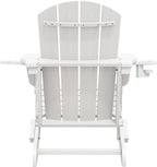 SERWALL Adirondack Chair with Cup Holders - Composite Adirondack Chairs HDPE Outdoor Chairs All Weather Use- White