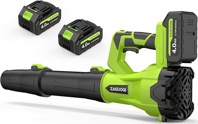 Leaf Blower Cordless 650CFM 288MPH Electric Leaf Blower with 2 x 4.0Ah Battery Operated, 6 Speed Mode, 20V Powered Handheld Blowers for Lawn Care, Patio, Dust, Blowing Leaves