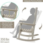 Oversized Rocking Chair, Outdoor Rocking Chair for Adults, All Weather Resistant Porch Rocker for Lawn Garden, 350lbs Weight Capacity