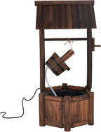 S AFSTAR Wishing Well Water Fountain, Rustic Wood Outdoor Waterfall Fountain with UL Certificated, Garden Wishing Well, Electric Pump Wishing Wells for Outdoor Yard Garden Backyard Decoration