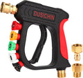 DUSICHIN Pressure Washer Short Wand High Power Spray Gun 5 Nozzle Tips Car Wash Foam Gun Foam Cannon Attachment 1/4" Quick Connector Outlet,3/8'' M22-14mm M22-15mm Fitting,Not Use with Garden Hose