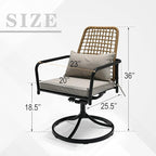 Outdoor Patio Rattan Swivel Chairs and 58" Round Table Set with Cushions - 7 Pieces