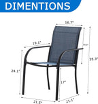 Outdoor Dining Chairs Set of 8, Stackable Patio Chairs with Textilene Fabric, Lightweight Garden Chairs for Poolside, Backyard, Camping, Dark Blue