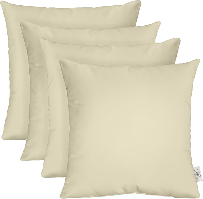 RSH DECOR: Sunbrella Square Throw Pillows Set of 4 | 24" x 24" | Water and Fade-Resistant Performance Fabric | Outdoor Pillow Covers with Down-Alternative Inserts | Canvas Canvas