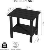 OTSUN Weather Resistant Outdoor Side Tables Set of 2, Adirondack HDPE Small Outdoor Table, 2-Tier Small Patio Tables for Outside or Indoor, Black