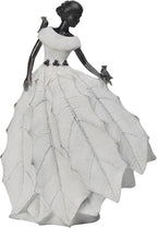 DiliComing Fairy Garden Accessories Outdoor Statue - 14.5 Inch Table Decor for Living Room Garden Maiden Bookshelf Decor Xmas Resin Holly Leaves Maiden White Statue