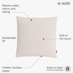 Outer Outdoor Throw Pillow with OuterWeave Performance Fabric, Decorative Outdoor Pillow for Patio & Outdoor Furniture, Includes Machine Washable Pillow Cover and Insert - Pailsades Cream, 20"x20"