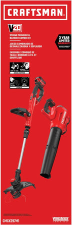CRAFTSMAN V20 String Trimmer and Leaf Blower Combo Kit, Cordless (CMCK297M1)