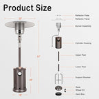 Hykolity 50,000 BTU Patio Heater with Sand Box, Table Design, Double-Layer Stainless Steel Burner, Wheels, Tip-over Protection System, Outdoor Heater for Home and Residential, Brown