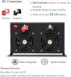 Reliable 8000W Continuous Power Heavy Duty Pure Sine Wave Power Inverter DC 24V to AC 120V with 4 AC Outlets Remote Control 66A Hardwire Terminal and LED Display for RV Car Solar System Emergency
