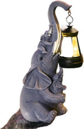 Solar Elephant Outdoor Statues Garden Decor with Solar LED Lights Good Luck Elephant Statue for Patio Balcony Yard Lawn Ornament, Birthday Gardening Gifts for Women Mom Grandma