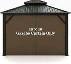 Gazebo Universal Replacement Privacy Curtain – Hugline 10' x 10' Gazebo Side Wall Outdoor Privacy Panel with Zipper (Brown)