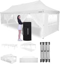 OASISHOME 10'x30' Pop-Up Canopy Tent with 8 Removable Sidewalls,Carry Bag,Waterproof Commercial Gazebo for Weddings/Outdoor Events – Heavy-Duty Frame, Raised Top Cover(White, 10x30(Higher top))