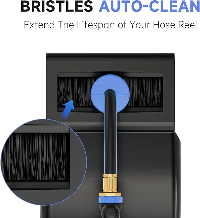 GARDENJOY Retractable Garden Hose Reel, 100ft x 1/2 inch Heavy Duty Garden Hose with 180°Swivel Wall Mounted Bracket, 10 Pattern Sprayer Nozzle, Any Length Lock & Slow Return System