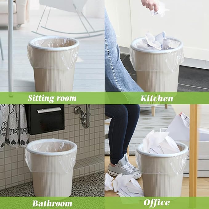 Teivio 3 Gallon 300 Counts Clear Trash Bags Garbage Bags, Mini Waste Basket Liners,Bathroom Trash Can Bin Liners, Small Plastic Bags for Home Office Kitchen Car Bedroom Dog waste Baby Diaper