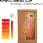 Infrared Sauna Indoor, Home Sauna, Low EMF Infrared Sauna,1 Person Infrared Saunas for Home, Canadian Hemlock,Smart Display,Bluetooth,Reading Lamp