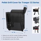 SunPatio Grill Cover for Traeger 22 Series, Heavy Duty Waterproof Wood Pellet Smoker Cover, UV Resistant Full Length BBQ Protector, Compatible with Lil' Tex Grill and More, All Weather Protection