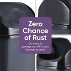Superio Kitchen Trash Can with Swing Top Lid 9 Gallon Slim Waste Bin 37 Qt Sturdy Plastic Garbage Can Medium Recycling Bin for Office, Bathroom, Under Counter, Dorm, Bedroom (Dark Grey)