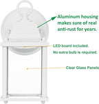 LIT-PaTH Outdoor LED Wall Lantern, Wall Sconce as Porch Light, 9.5W 800 Lumen, Aluminum Housing Plus Glass, 5000k-Matte White Finish, 1-Pack