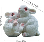 Garden Statues Bunny Decor Resin Hug Rabbit Figurine Cute Fairy Garden Decor Outdoor Statues for Patio Yard Porch Balcony Gifts for Women Mom Grandma White