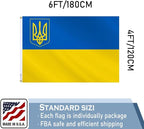 Ukraine Trident Flag 4x6 FT Made in The USA-Heavy Duty Vibrant Colors Double Sided Ukrainian UKR Flag with 2 Brass Grommets for Home/Company/Indoor Outdoor Decoration