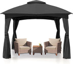 MASTERCANOPY Outdoor Patio Gazebo for Garden with Upgrade Steel Frame and Netting Walls (8x8,Gray)