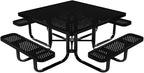 COATEDOUTDOORFURNITURE Heavy-Duty Portable Outdoor Kids Table with Umbrella Hole, Punched Steel Kids Picnic Table, Commercial-Grade, Made in America (46 in, Square, Childrens, Textured Black)