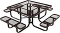 COATEDOUTDOORFURNITURE Heavy-Duty Portable Outdoor Kids Table with Umbrella Hole, Expanded Metal Kids Picnic Table, Commercial-Grade, Made in America (46 in, Square, Childrens, Brown)