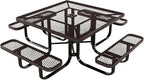 COATEDOUTDOORFURNITURE Heavy-Duty Portable Outdoor Kids Table with Umbrella Hole, Expanded Metal Kids Picnic Table, Commercial-Grade, Made in America (46 in, Square, Childrens, Brown)