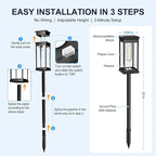 Solar Pathway Lights Outdoor - 8 Pack, IP65 Waterproof Warm White LED, Auto On/Off, Solar Powered Modern Square Design Landscape Lighting, for Walkway Garden Lawn Yard Decor