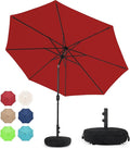 Sundale Outdoor 10 ft Patio Umbrella with Sand Bag Umbrella Base Included, Outdoor Umbrella with Tilt and Crank, Red