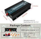 WZRELB 3500W36V 120V Pure Sine Wave Power Inverter with 2 AC Outlets,Car Inverter,Remote Control