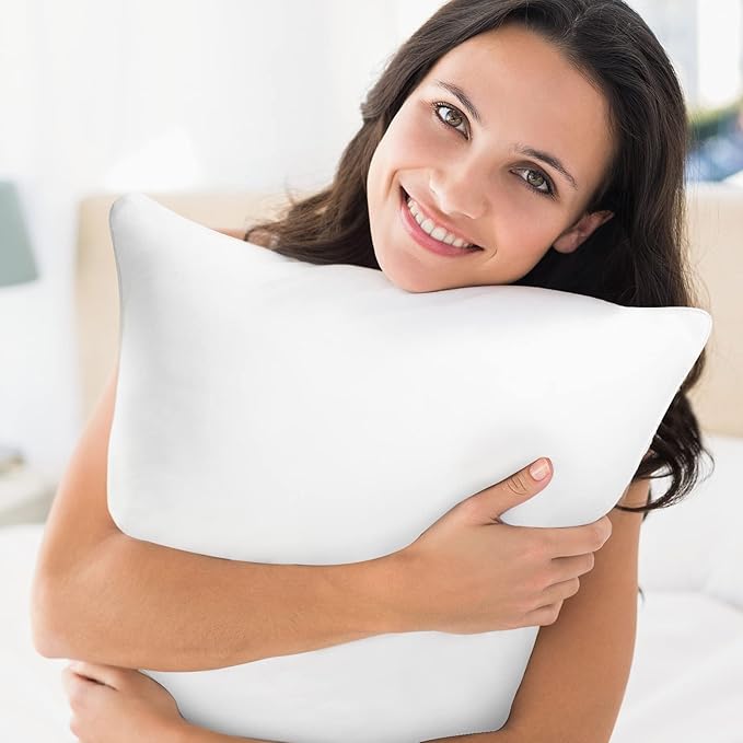 22 x 22 Outdoor Throw Pillow Inserts Set of 2 Waterproof Square Premium Decorative Couch Pillow Stuffers Form Large White Sofa Cushions Indoor