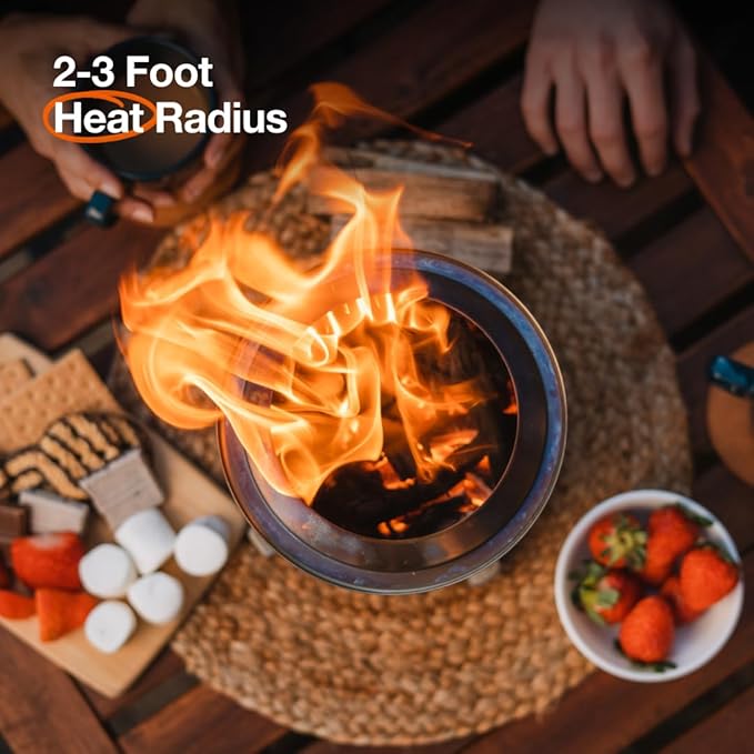Solo Stove Mesa XL, 7 Inch Tabletop Fire Pit with Stand - Smokeless, Stainless Steel Fire Pit for Camping, Outdoor & Patio- Wood Burning or Pellet Fueled Portable Bonfire, 2.3lbs, Mulberry