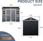 8x6 ft Resin Outdoor Storage Shed with Two-Window and Double-Door, Plastic Shed with Floor for Gargen, Patio, Yard, Lawn, Grey (1 Doors) (Black, 8x6 ft)