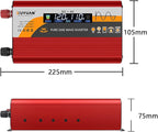 500W Pure Sine Wave Inverter (1000W Peak), 12V/24V Auto-Detect, 50Hz/60Hz Switchable, LCD Display, Type-C Fast Charging, Silent Design, Overload & Overheat Protection for RV, Home (RED-500W)