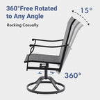 Soohow Outdoor Dining Chairs Set of 4, 360°Swivel Patio Dining Chair with Textilene Fabric, Outdoor Metal Armchair All Weather Resistant, Ergonomic Comfort, Perfect for Patio, Backyard, Balcony