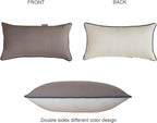 Rectangle Outdoor Lumbar Pillows, 10x18 inches Waterproof Patio Pillows, Decorative Waist Pillows for Outdoor Furnitures, Set of 2, (Brown and Beige)