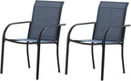 Patio Chairs Set of 2, Outdoor Dining Chairs with Breathable Textilene Fabric, Stackable Patio Chairs for Lawn, Garden, Backyard, Poolside, Dark Blue
