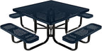 COATEDOUTDOORFURNITURE Heavy-Duty Portable Outdoor Kids Table with Umbrella Hole, Punched Steel Kids Picnic Table, Commercial-Grade, Made in America (46 in, Square, Childrens, Dark Blue)